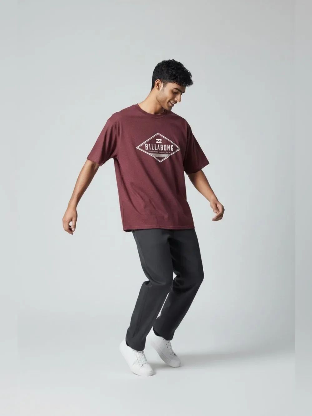 Billabong Maroon Diamond Logo Tee